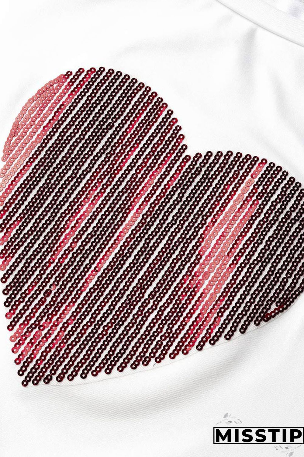 White Red Casual Print Bronzing Patchwork O Neck T-Shirts