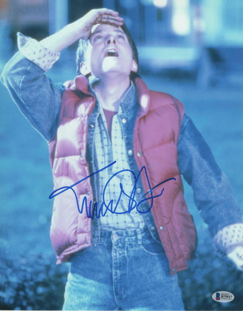 MICHAEL J FOX SIGNED AUTOGRAPH 11x14 Photo Poster painting - MARTY BACK TO THE FUTURE V BECKETT