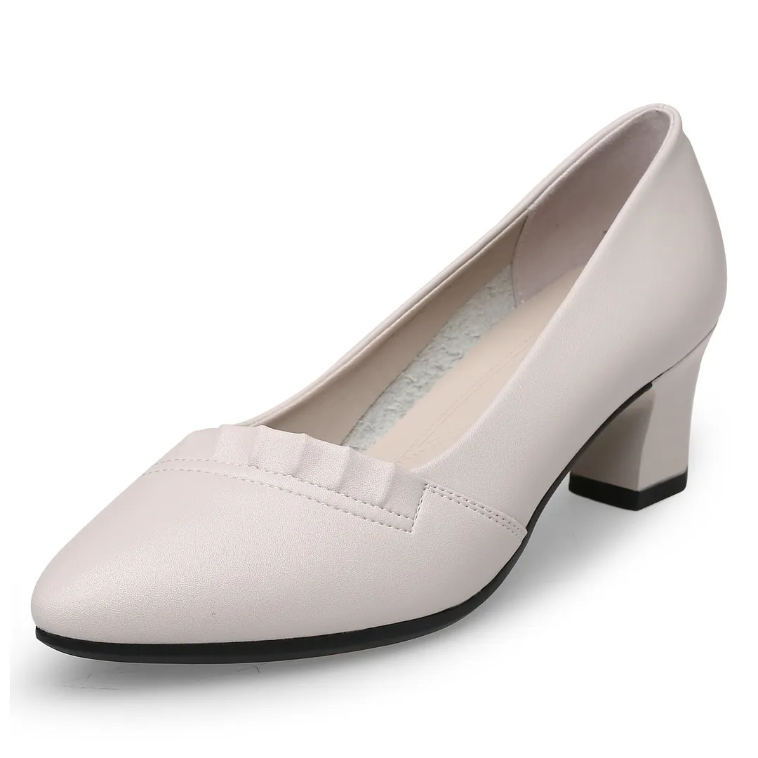 Breakj Breakj Head Shallow Mouth Mother Shoes Soft Sole Leather Shoes In The Elderly Heel Single Shoes Spring And Autumn Women's Shoes Work Shoes