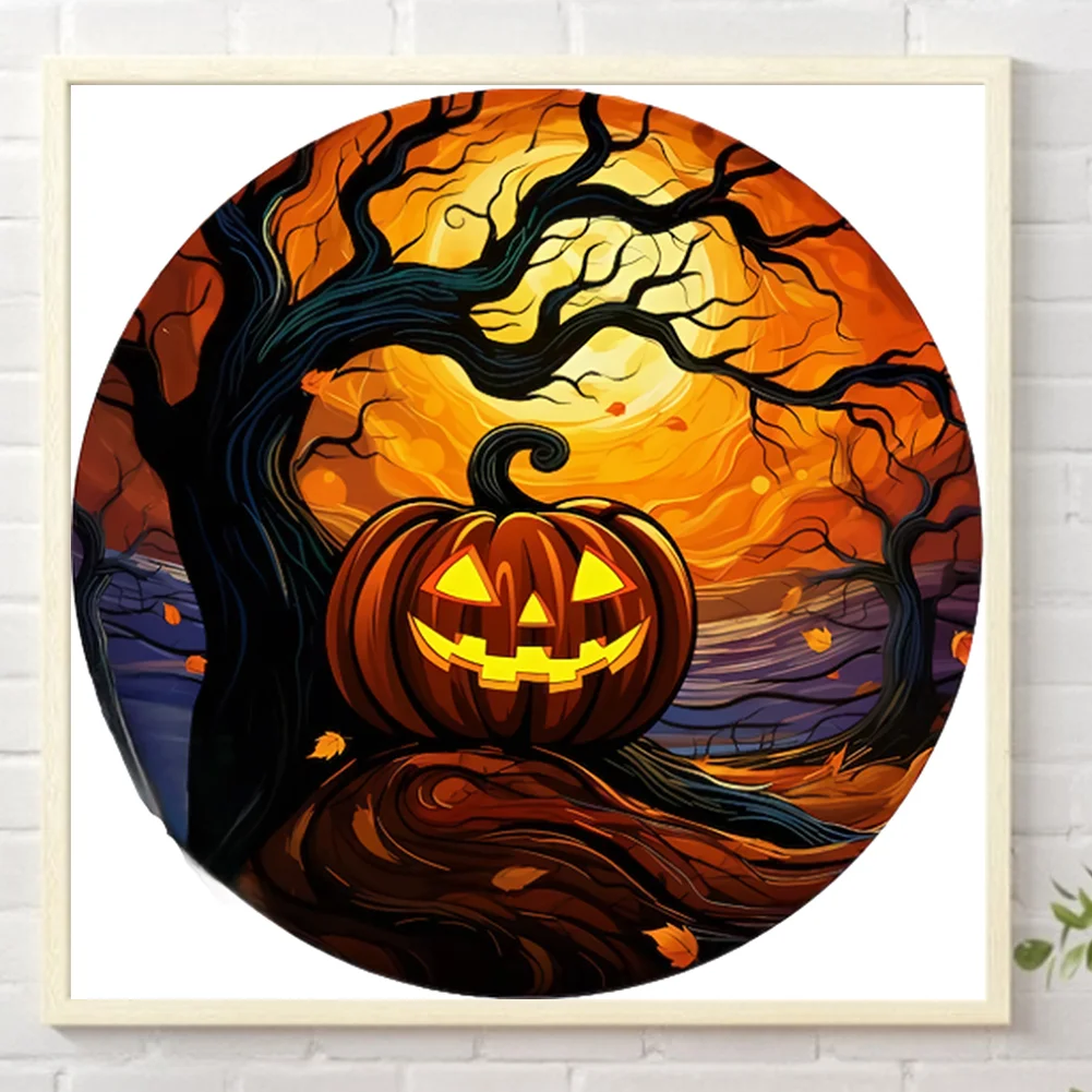 5D DIY Full Round Drill Partial AB Diamond Painting Jack-O-Lantern Decor 35x35cm