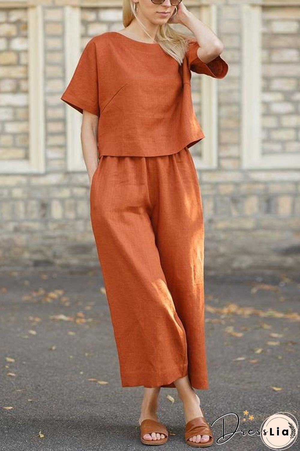 Pockets Linen Loose Pants