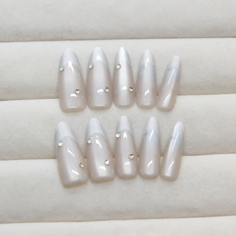 Churchf Churchf Moon Nail Piece French Beauty Nail Piece Advanced Feeling Long With Drill Nail Patch