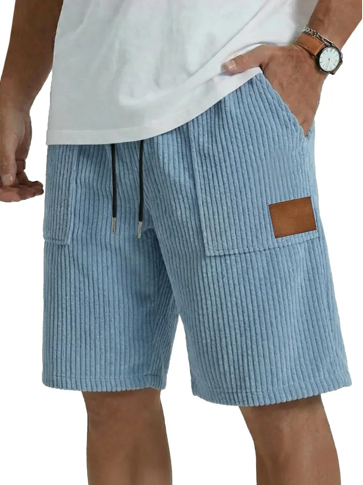 Men's simple casual patch pocket vertical pit shorts-Customized products