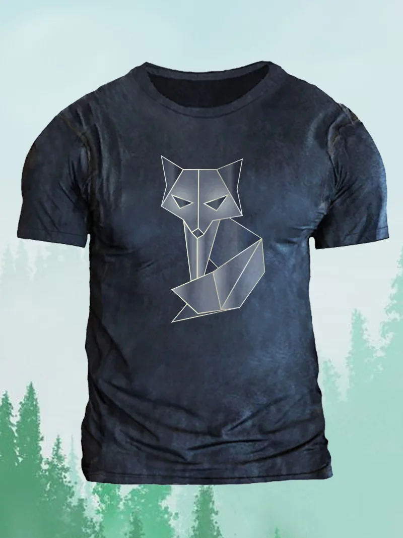 Men's Rectangular Gradient Silver Fox Short Sleeve T-Shirt in  mildstyles