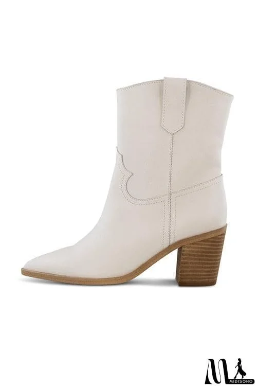 MidiSono - Pointed Toe Mid Heel Ankle Boots