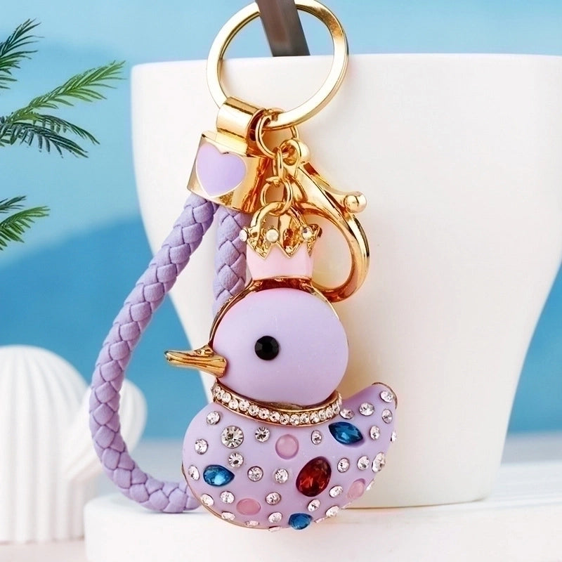 Cartoon Style Cute Duck Resin Diamond Women’s Bag Pendant Keychain