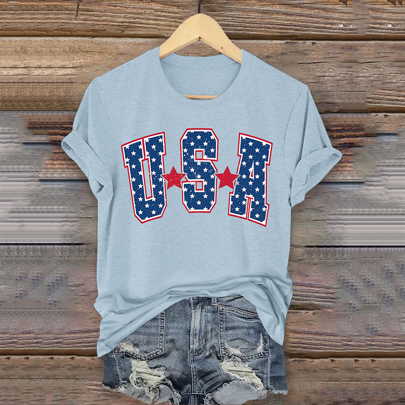 Comstylish American Independence Day USA Print T-Shirt