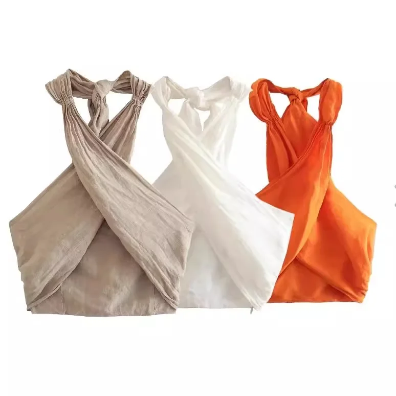 Nigikala Nigikala Women's Clothing INS Burst Cross Hanging Neck Top Trousers Set Fashion Casual