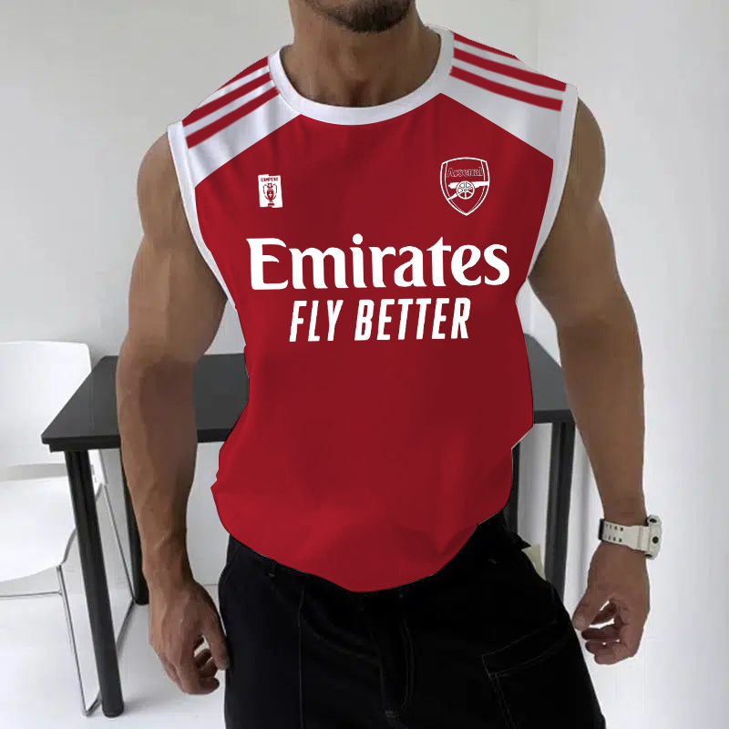 Men's Football Team Logo Print Jersey Casual Fitness Sleeveless Vest / TECHWEAR CLUB / Techwear