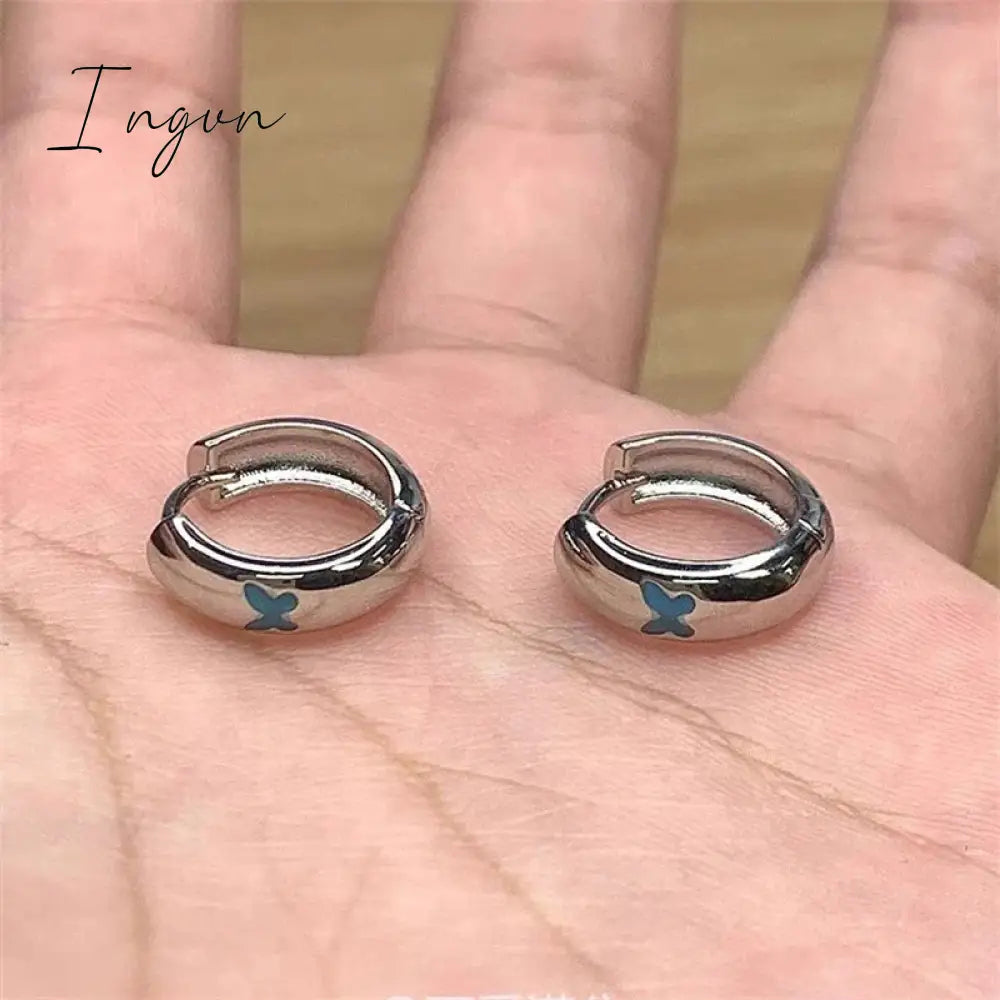 Vintage Luxury Butterfly Ear Buckle Hoop Earrings For Women Girl Korean Fashion New Jewelry Friend Gift Party