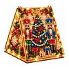 DIY Wooden Diamond Painting Pearl Tent House with Lights, Holiday Tabletop Art Craft Kit with String Lights, Christmas Home Decor Gift