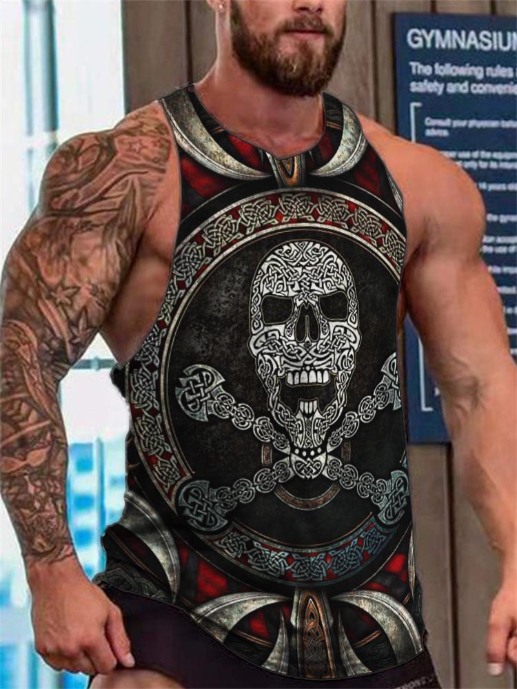 Men's Celtic Skull & Cross Bones Graphic Tank Top wearshes