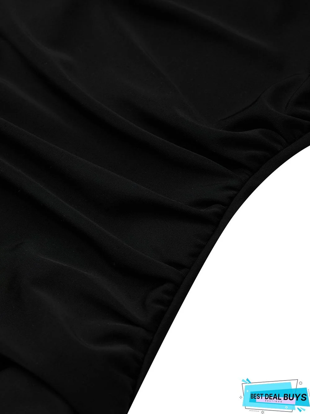 Simple Plain Gathered Scoop Neck One Piece Swimsuit