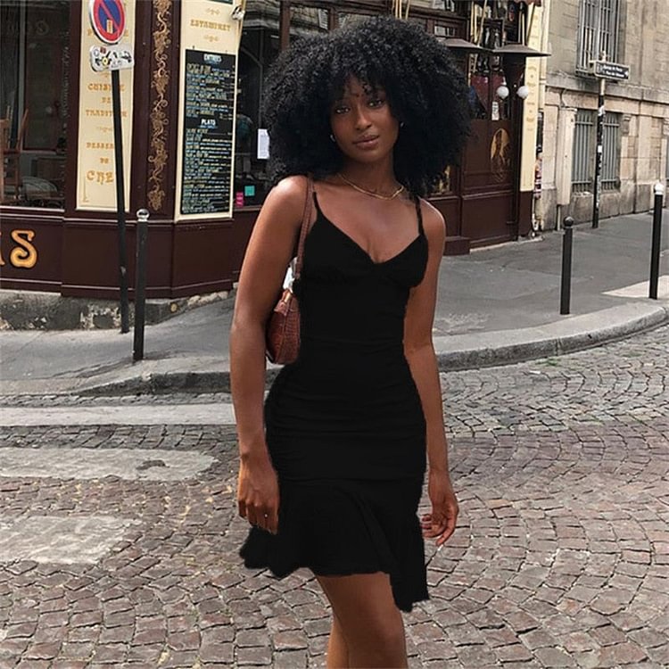 Ruffles Mini Dress Club Party Elegant Sleeveless Slip Women's Summer Sundress Outfits Holiday - BlackFridayBuys