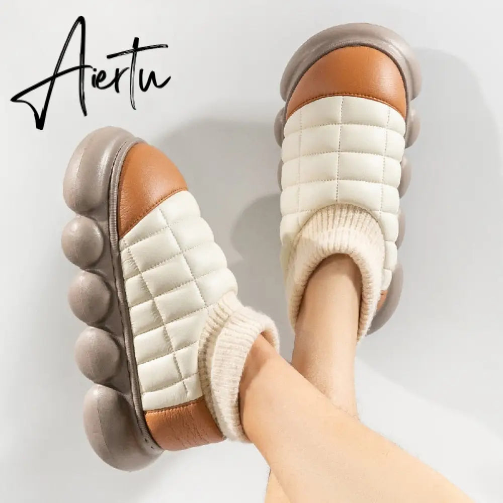 Winter Woman Fur Shoes High Heels Chunky Female Ankle Boots Platform Outside Wear Wholesale Cotton Footwear Women's Snow Boot Aiertu