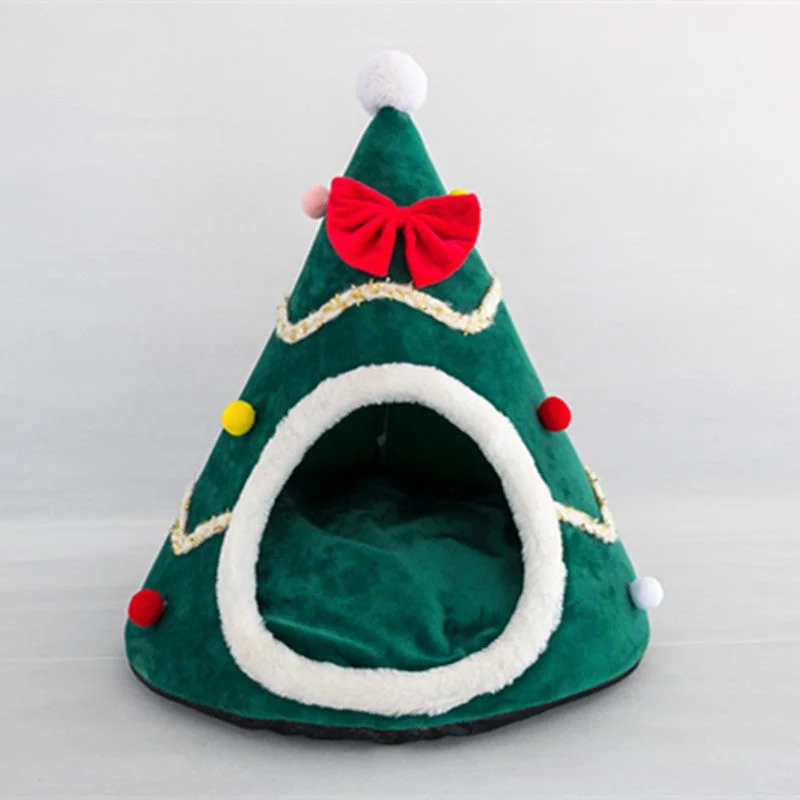 Pet Bed Christmas Tree Shape Dog House