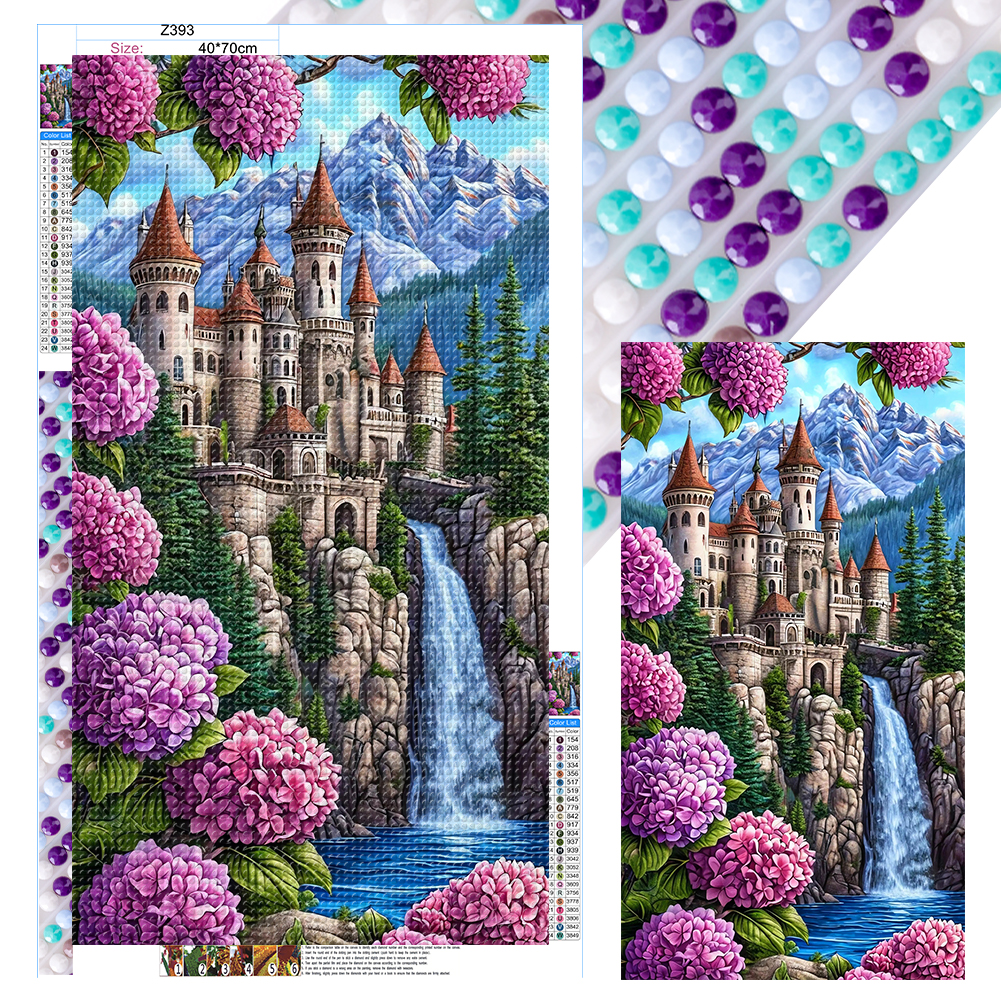 Castle And Waterfall 40*70cm(canvas) full round drill diamond painting