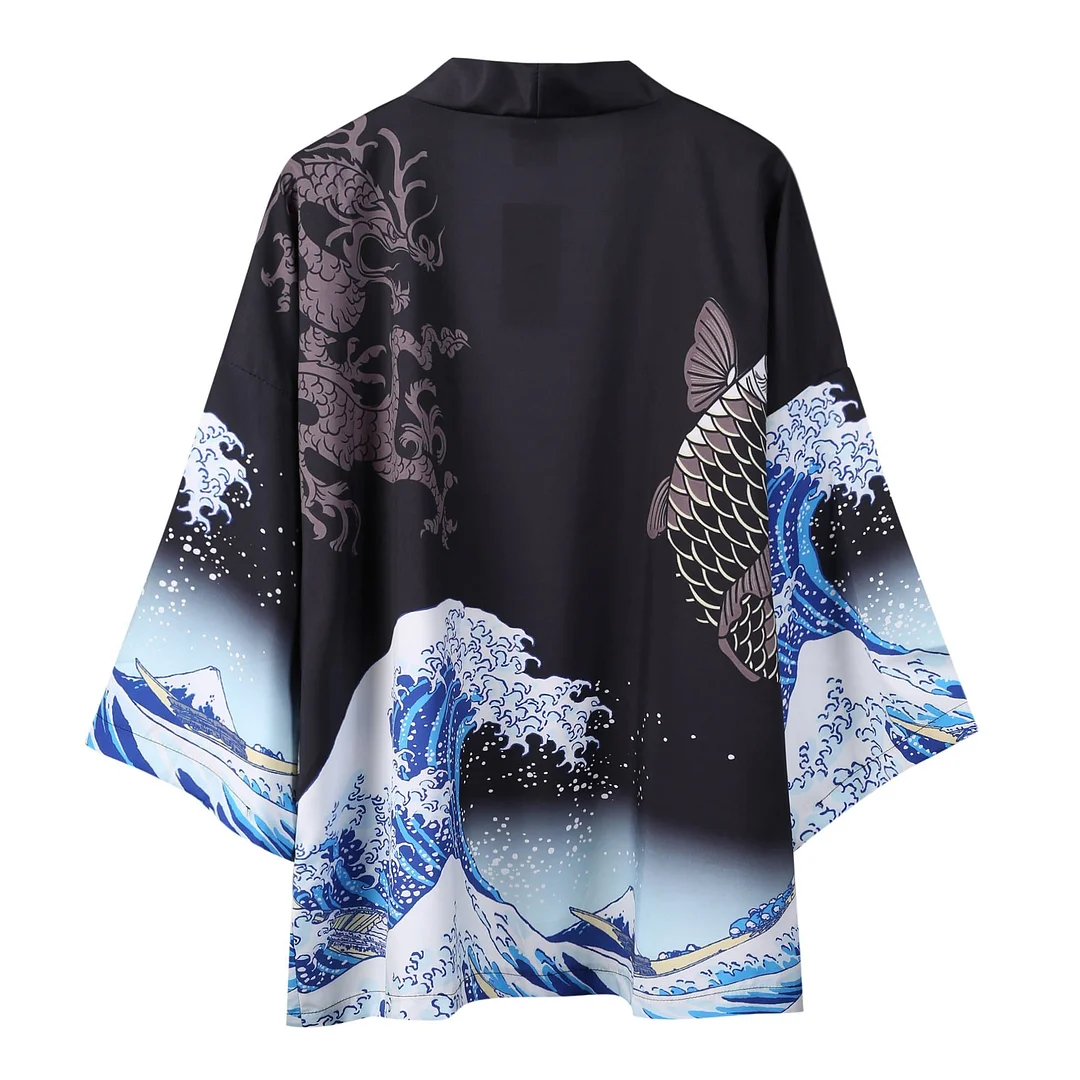 Sea Wave Carp Haori Kimono Coat SP14196