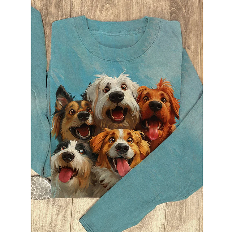 Funny Cute Dog Art Print Casual Sweatshirt