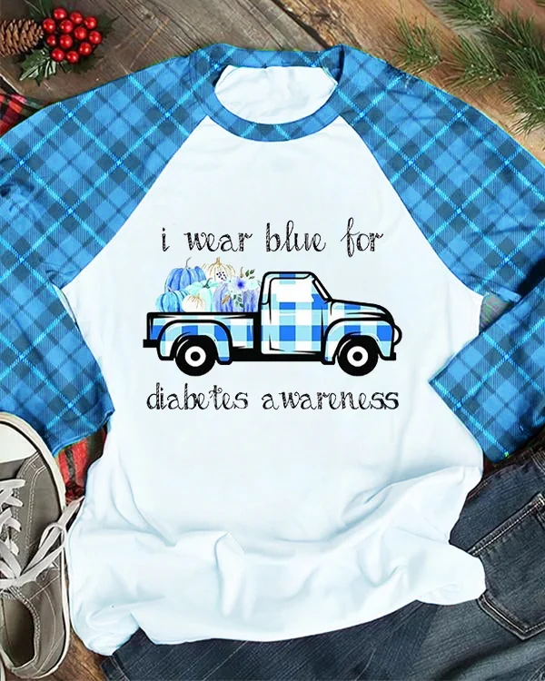 Diabetes Concern In November We Wear Blue Truck Plaid Print Sweatshirt