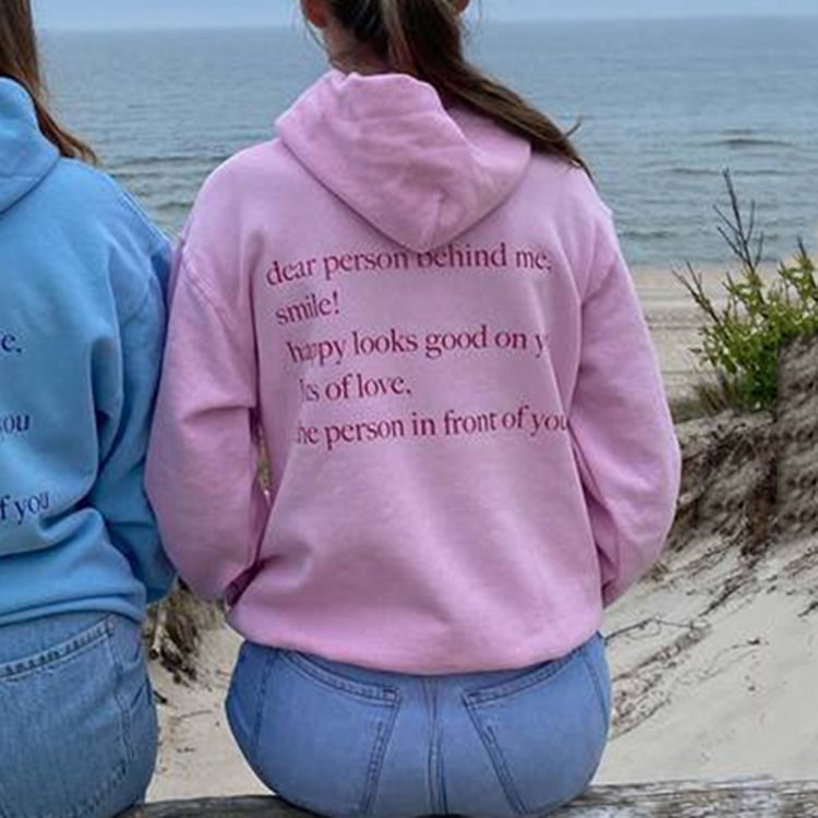 BrosWear Dear Person Behind Me,Smile Print Hoodie
