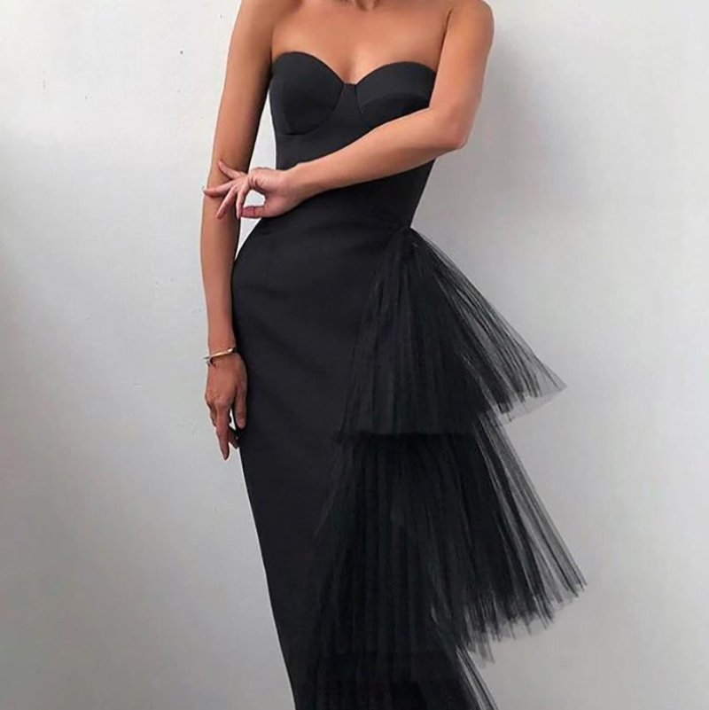 Elegant Strapless Asymmetric Sexy Backless Sleeveless Party Dress