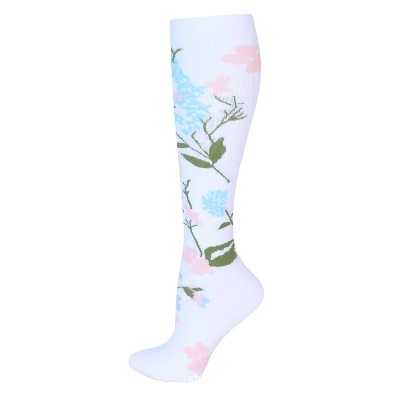 Compression Socks Calf Socks Printed Elastic Socks Sports Cycling Running Yoga Socks Men’s Long Tube Compression Socks Women