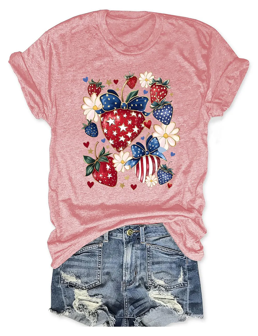 Boho 4th Of July Strawberry T-shirt