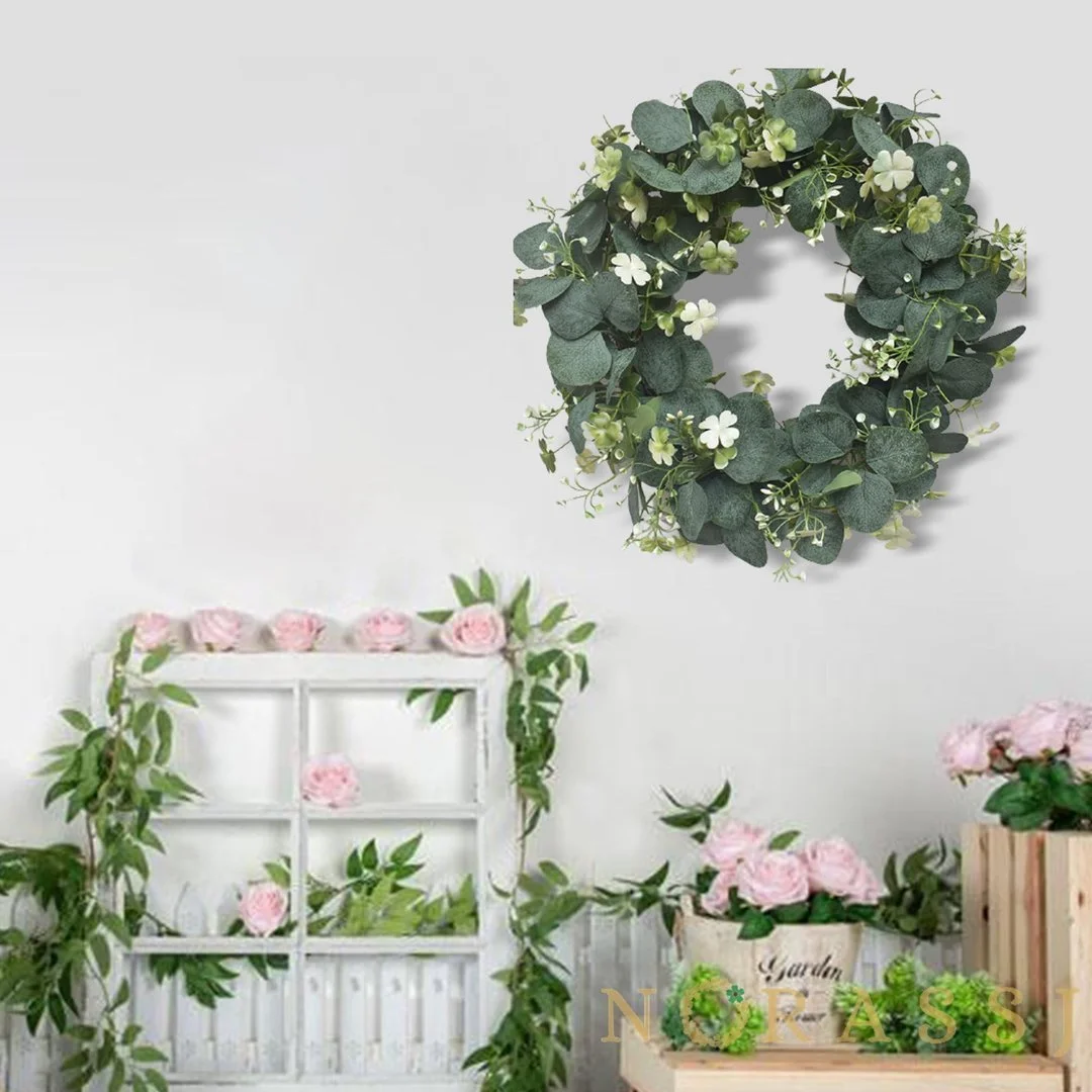 Simulation garland eucalyptus four-leaf clover door knocker