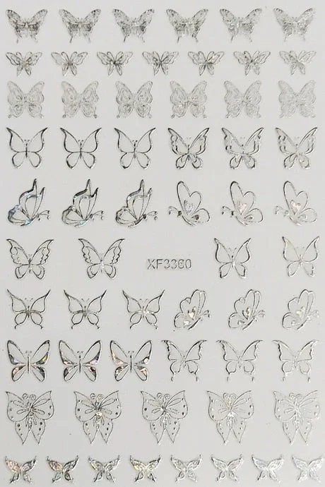 New Arrive Nail Art Sticker Decal Decoration Glow In Dark Butterfly Nail Stickes Back Glue Moon Manicure Sticker on Nails Design