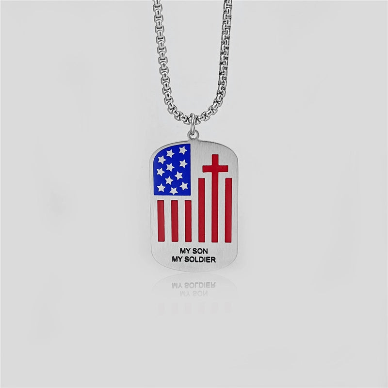 1 Piece 26mm 46mm 60cm 304 Stainless Steel Waves Heart Shape American Flag Pendant Chain