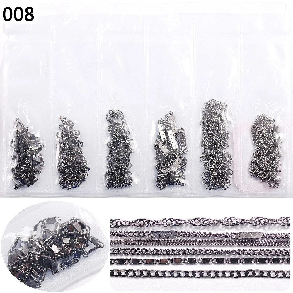 50cm / Six / Bag New Color Mixed Fashion Nail Art Creative Decoration Chain DIY Nail Art Creation Accessories 3d Charms