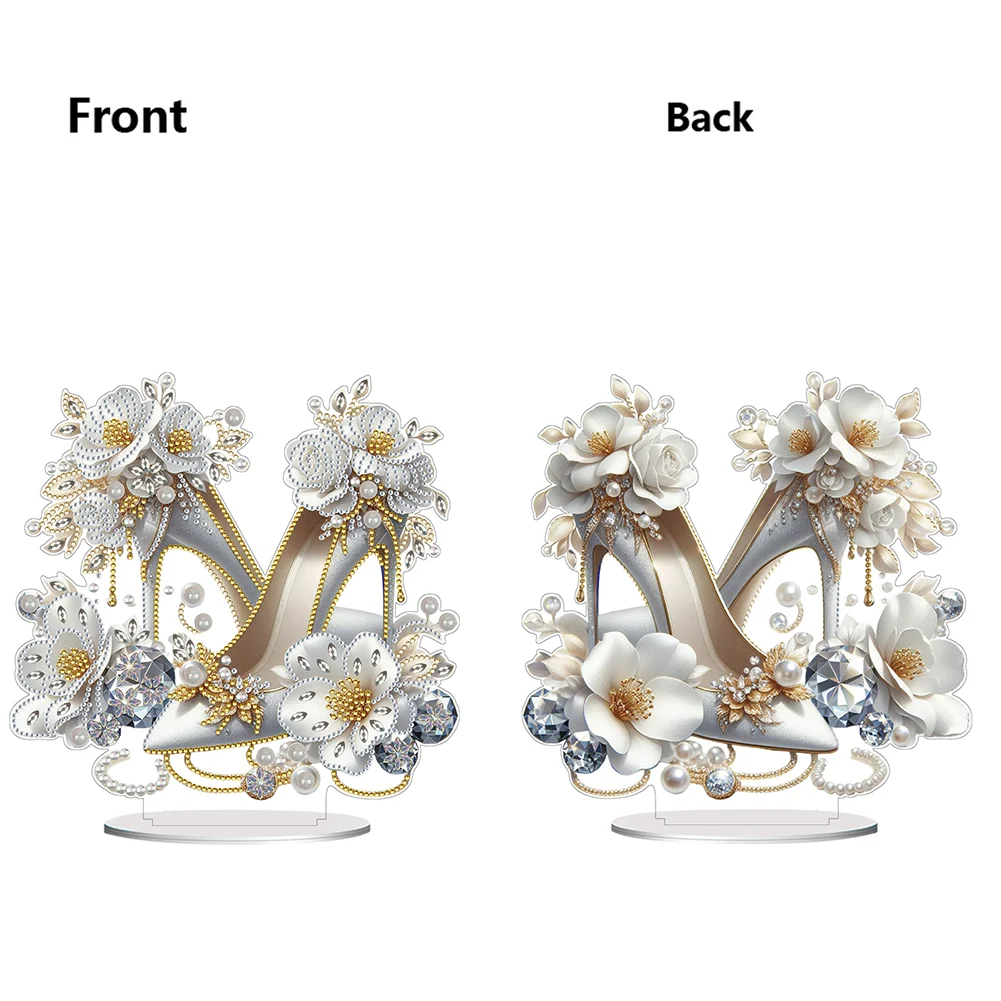 5D DIY Acrylic Special Shape Elegant High Heels Rhinestones Desktop Ornaments 
