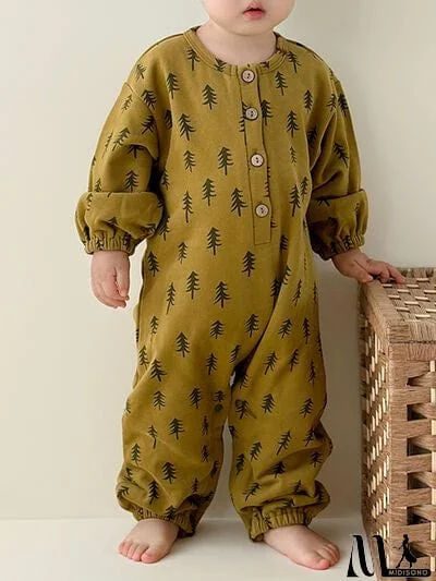 MidiSono - Printed Button Up Dropped Shoulder Jumpsuit