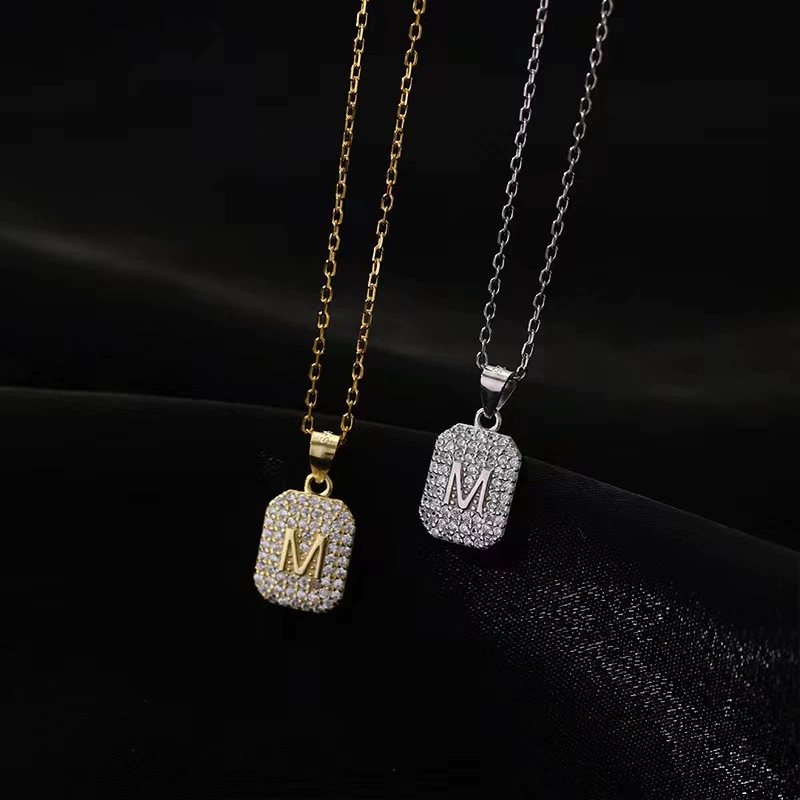 Letter M Zirconia Gold-Plated Necklace