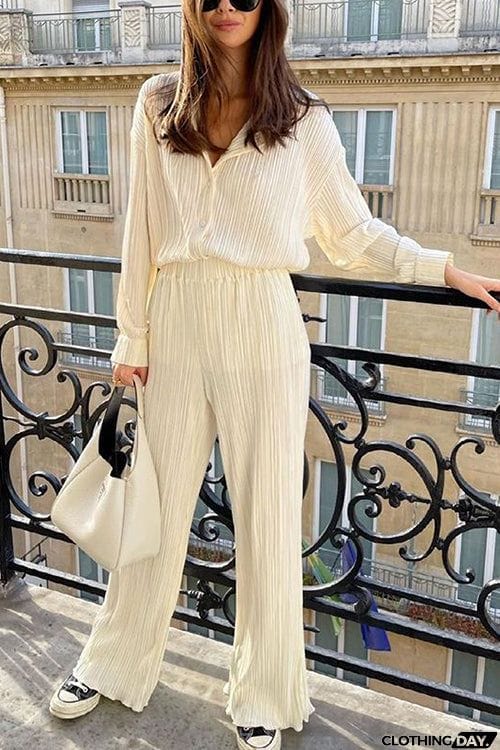 Pleated Oversized Shirt and Trouser Set