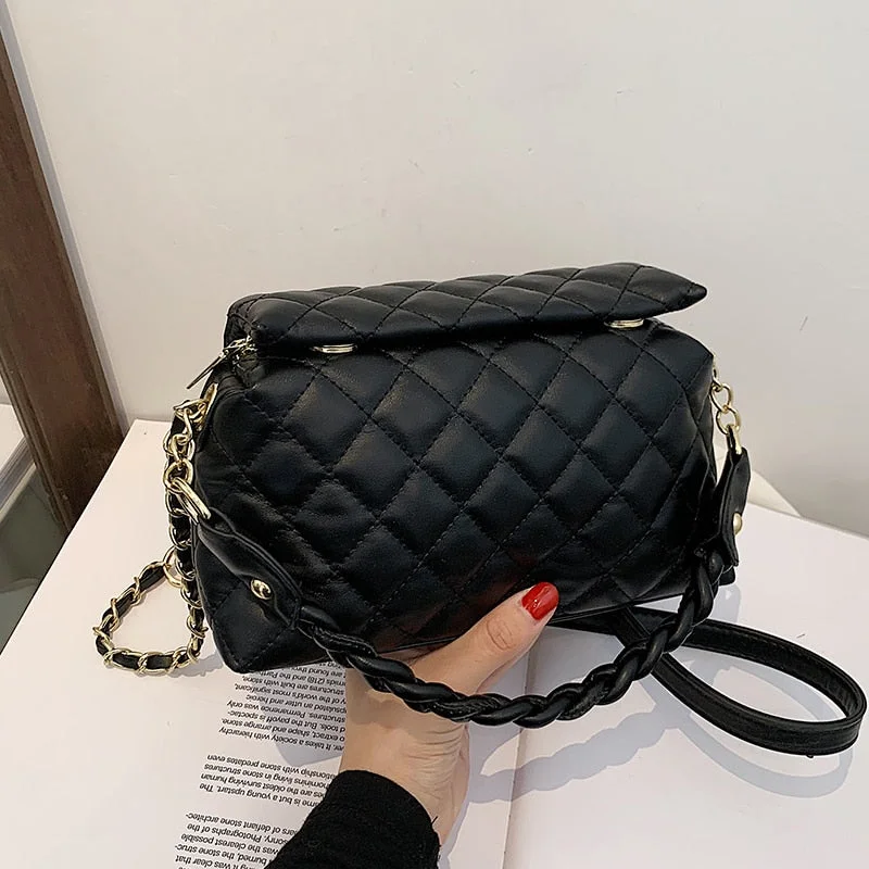 Lattice Totes With Woven Handle Underarm bag 2022 New PU Leather Women's Designer Handbag Luxury brand Shoulder Messenger Bag