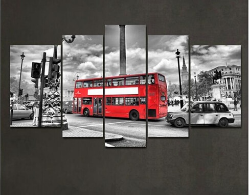 2016 Fallout Cuadros Paintings 5 Piece London Bus Canvas Painting Modern Home Decor Wall Art Picture Printing For Living Room
