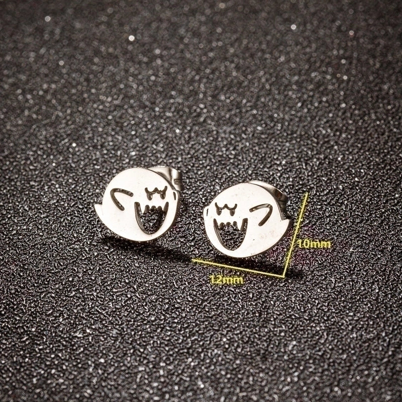 1 Pair Funny Little Monster Polishing Plating 304 Stainless Steel 18K Gold Plated Ear Studs