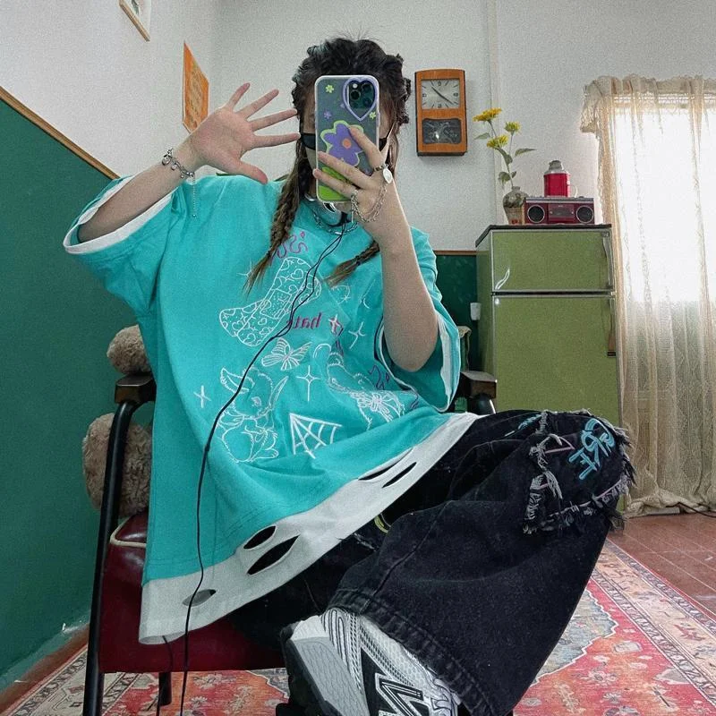 Korean Fashion Two-piece street oversize T-shirt TK185