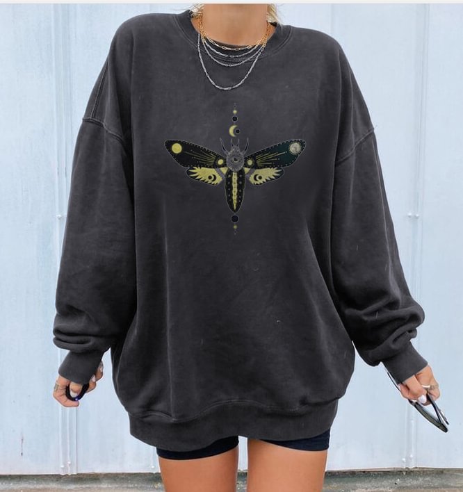   Moth And Moon Printed Women's Cozy Sweatshirt - Neojana