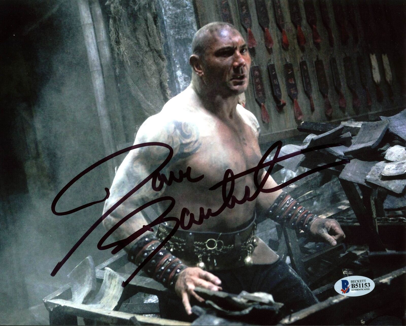 Dave Bautista The Man with the Iron Fists Authentic Signed 8X10 Photo Poster painting BAS B51153