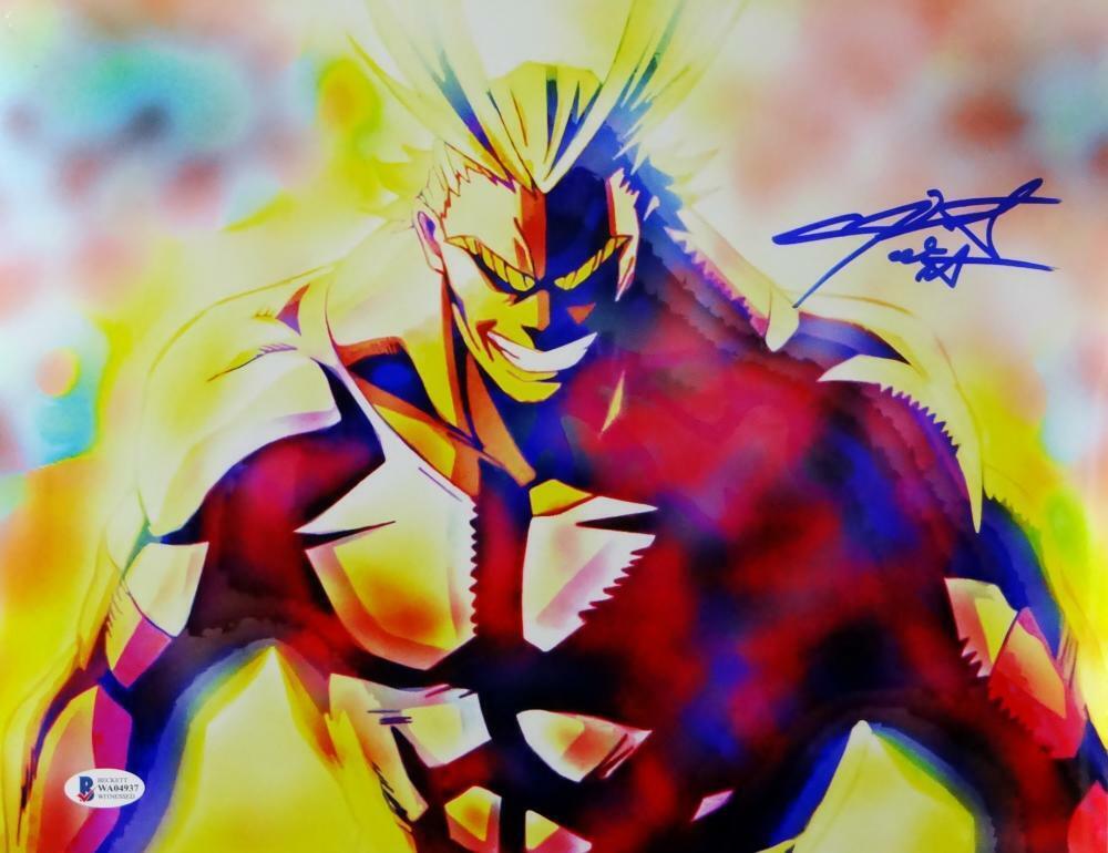 Christopher Sabat Autographed 11x14 All Might Photo Poster painting - Beckett Auth *Blue