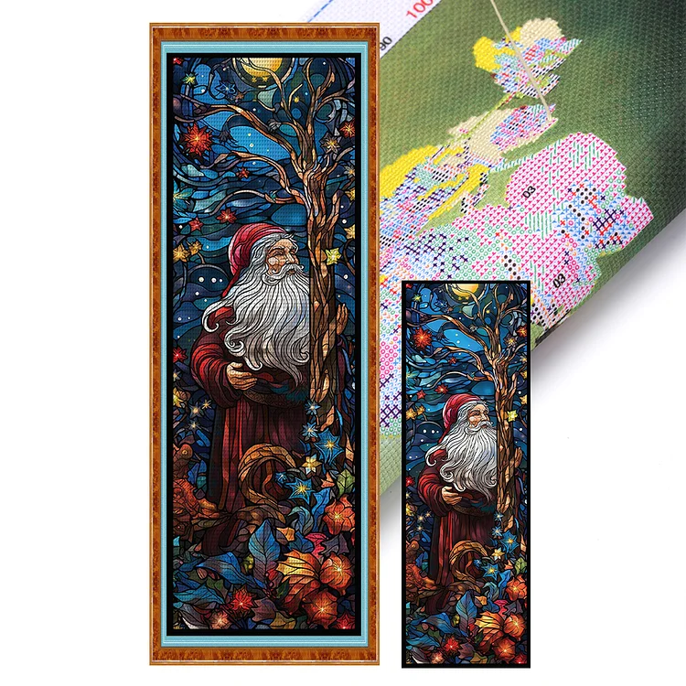 Glass Painting Santa Claus 14CT (35*90CM) Stamped Cross Stitch gbfke