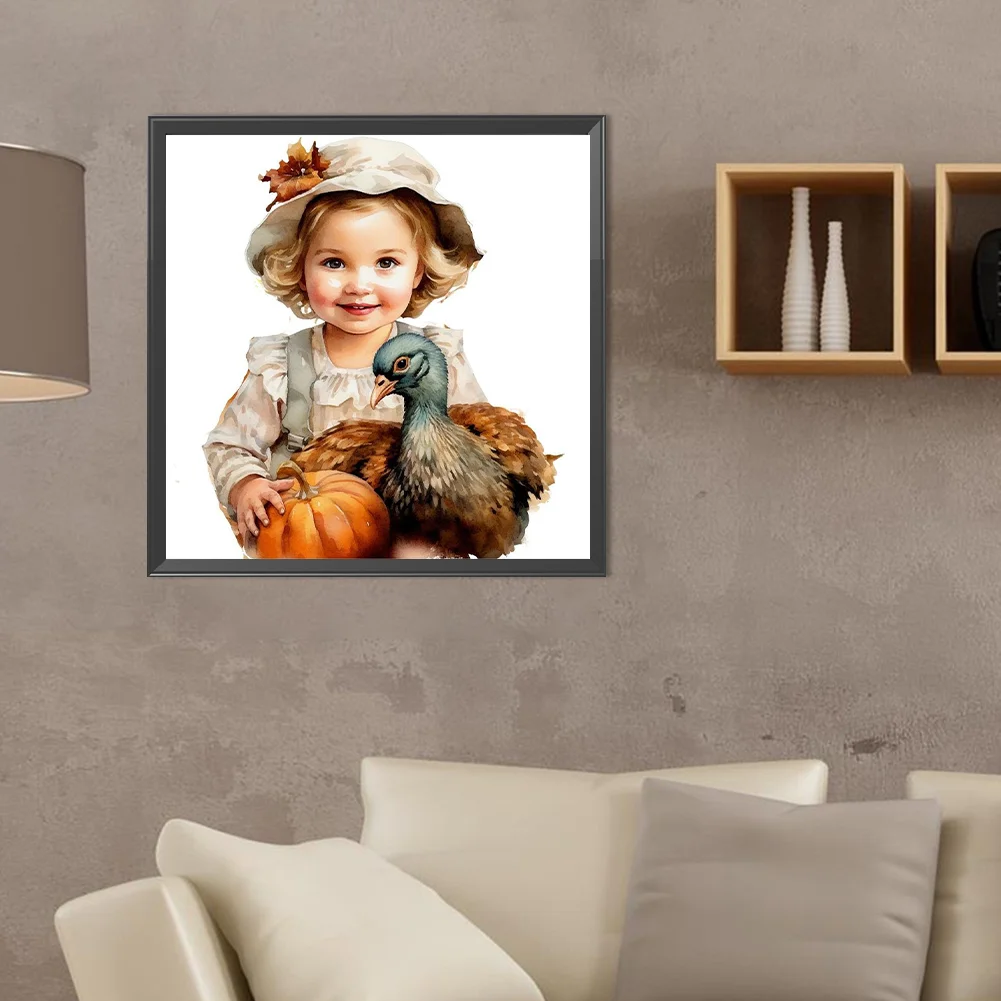 Diamond Painting - Full Round Drill - Harvest Farm Kid(Canvas|40*40cm)