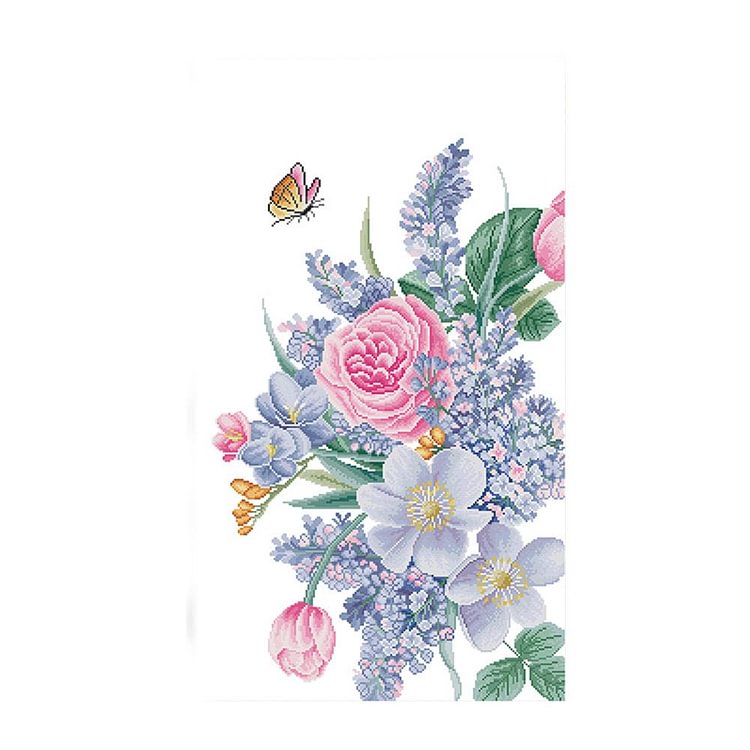 Spring-Flower & Butterfly - 11CT 3 Strands Threads Printed Cross Stitch Kit - 90x55cm(Canvas)