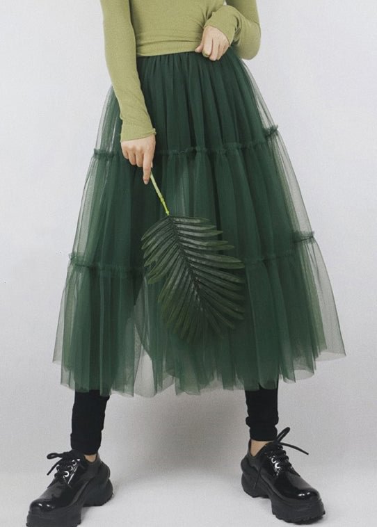 Fashion Green Patchwork tulle a line skirts Spring CK1532- Fabulory