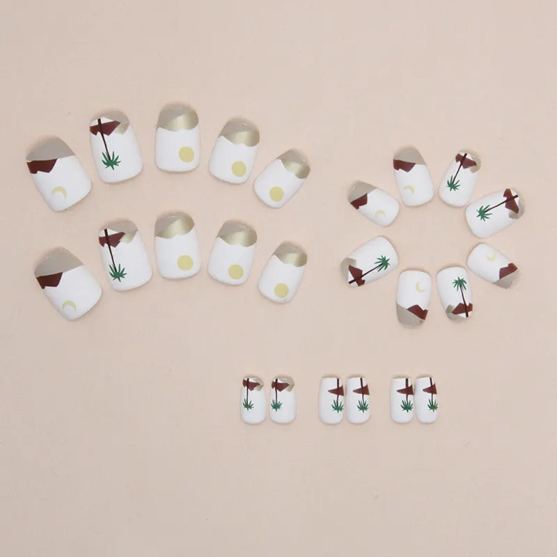 Churchf Churchf Star Moon Romantic Sunset Nail Sweet Versatile Ins Wind Fashion Lady Beauty A Piece