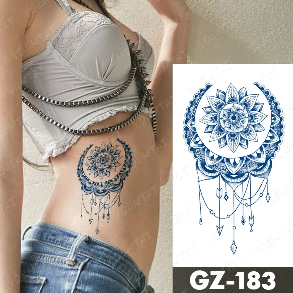 sdrawing Ink Tattoos Body Art Lasting Waterproof Temporary Tattoo Sticker Rose Flower Pearl Tatoo Arm Fake Butterfly Peony Tatto