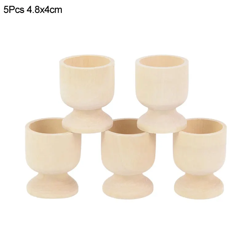 5Pcs Easter Wooden Egg Tray Container Tabletop Egg Holding Cups Kids DIY Eggs Holder Happy Easter Party Decoration for Home